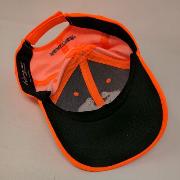 Realtree Strapback Hat Orange One Size Embroidered Logo 6 Panel Outdoor Cap - Picture 6 of 7